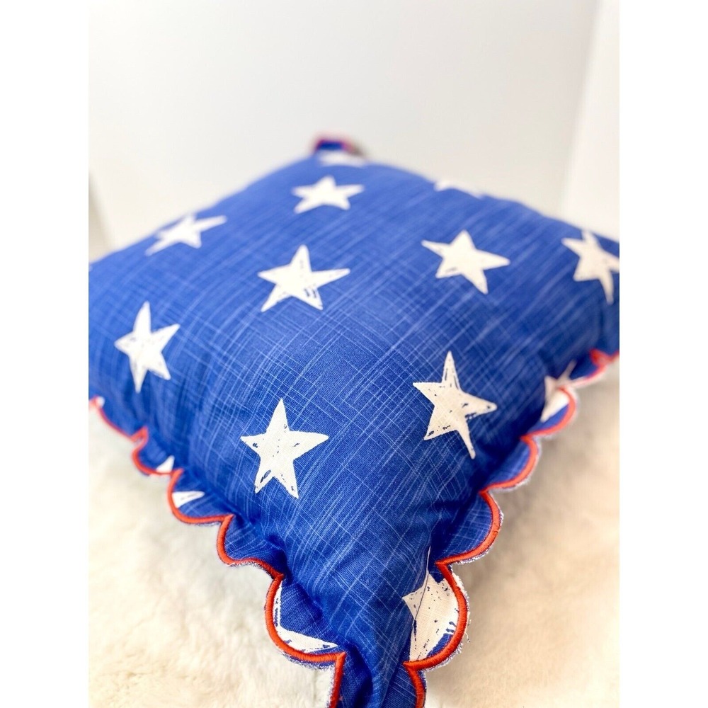 Scalloped Edge Printed Star Square Throw Pillow Blue White - Sun Squad - Picture 4 of 8